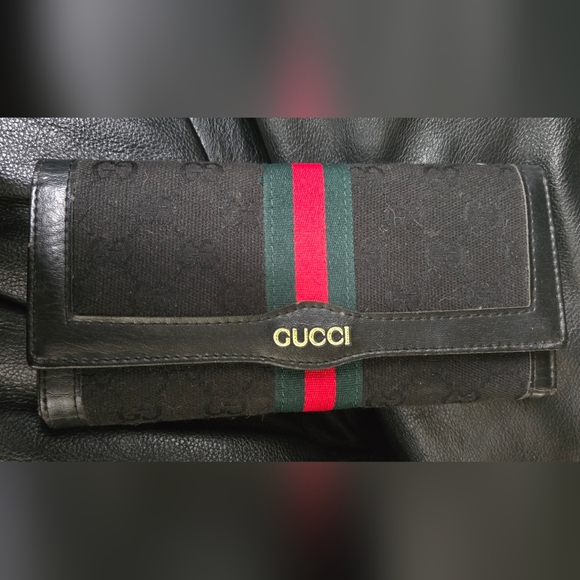 Gucci Black Vintage Traditional Logo Unauthenticated Used/vintage 7.5"×4" - Picture 2 of 8